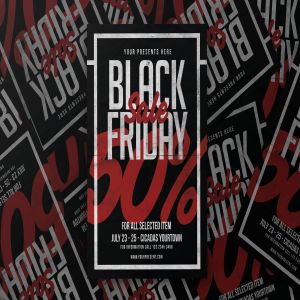 2019黒五海淘购物节促销广告海报模板 Black Friday Sale Flyer