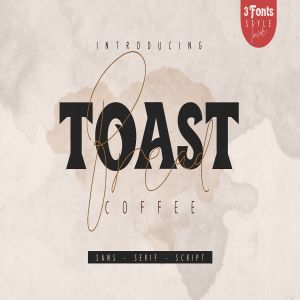 创意装饰设计/无衬线字体/连笔书法钢笔字体三合一 Toast Bread Coffee Typeface