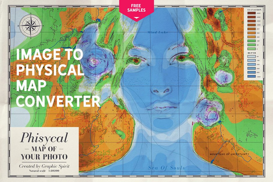 一键转换照片为创意手绘地图 IMAGE TO PHYSICAL MAP Converter