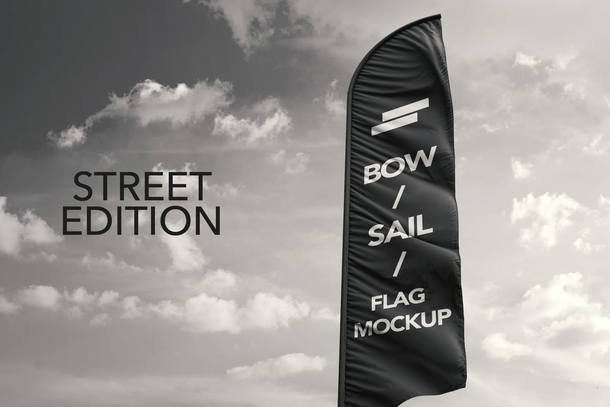 3D羽毛旗帜展示样机模板 3D Flags Feather / Bow / Sail Flag Mockup