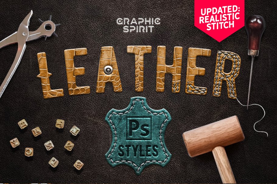 真皮皮革皮质质感纹理图层样式 Leather Layer Styles For Photoshop
