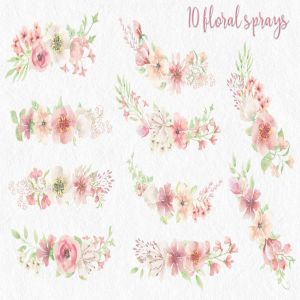 粉色水彩花卉字母和数字设计艺术字剪贴画PNG素材 Pink Watercolor Floral Letters and Numbers插图9
