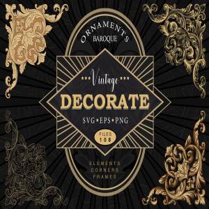 华丽复古风格页面装饰插画套装