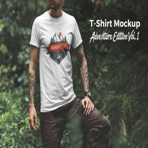 男士T恤印花设计户外场景模特上身效果样机v1 T-Shirt Mockup Adventure  Edition Vol. 1