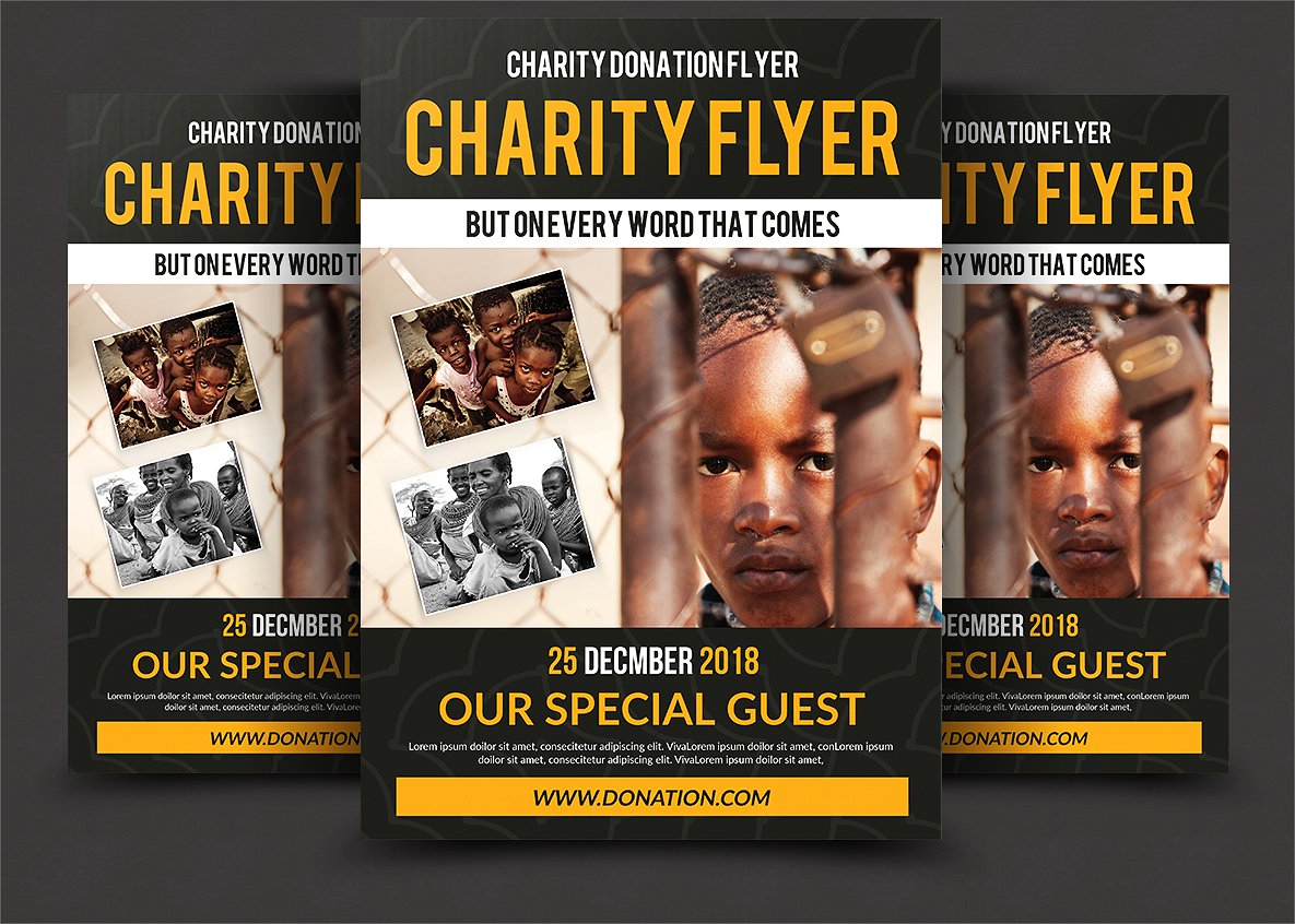 慈善筹款传单人物海报设计模板 Charity Fundraisers Flyer Templates