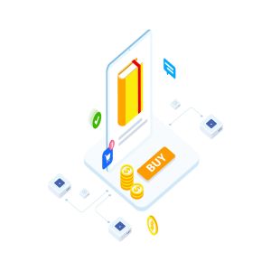 区块链电商主题等距矢量概念插画v4 E-commerce on Blockchain Isometric 4 – FV