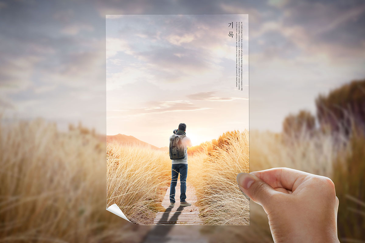 秋季野外草原旅行风景图片psd素材