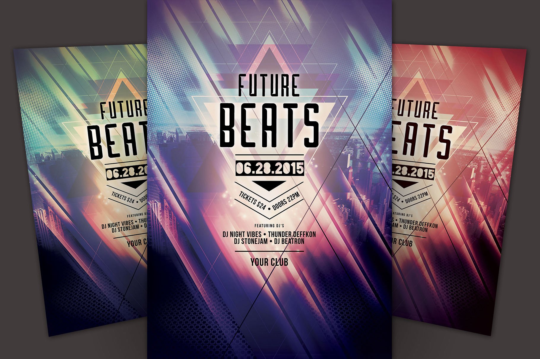 炫酷科技感DJ音乐活动海报传单模板 Future Beats Flyer Template