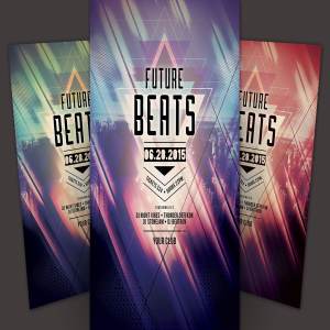 炫酷科技感DJ音乐活动海报传单模板 Future Beats Flyer Template