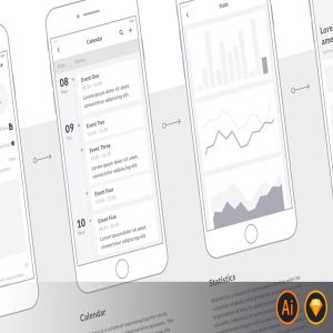 90+手机 APP 界面线框图套件 Mobile Wireframe Kit [AI&Sketch]