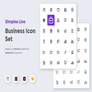 简约风商务主题UI设计线性图标矢量素材 Simplea Line – Business Icon Set