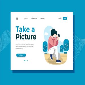 专业摄影师插画网站着陆页设计模板 Take a Picture Landing Page Illustration