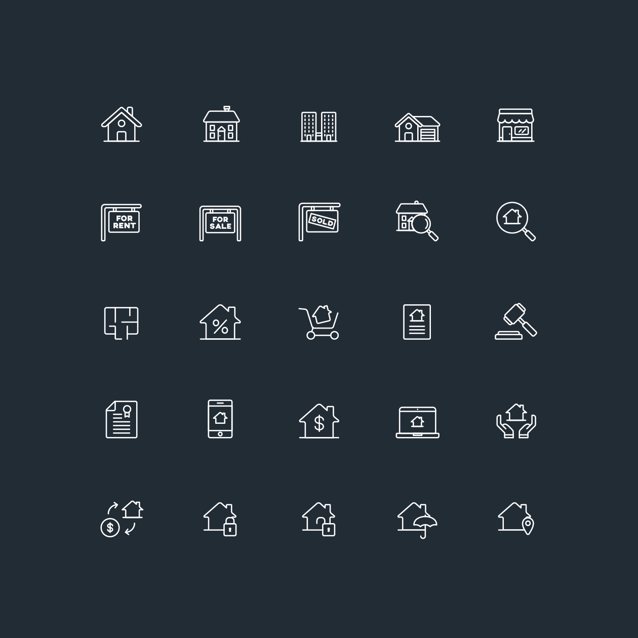 房地产矢量图标设计素材 Real Estate Icons – Illustrator