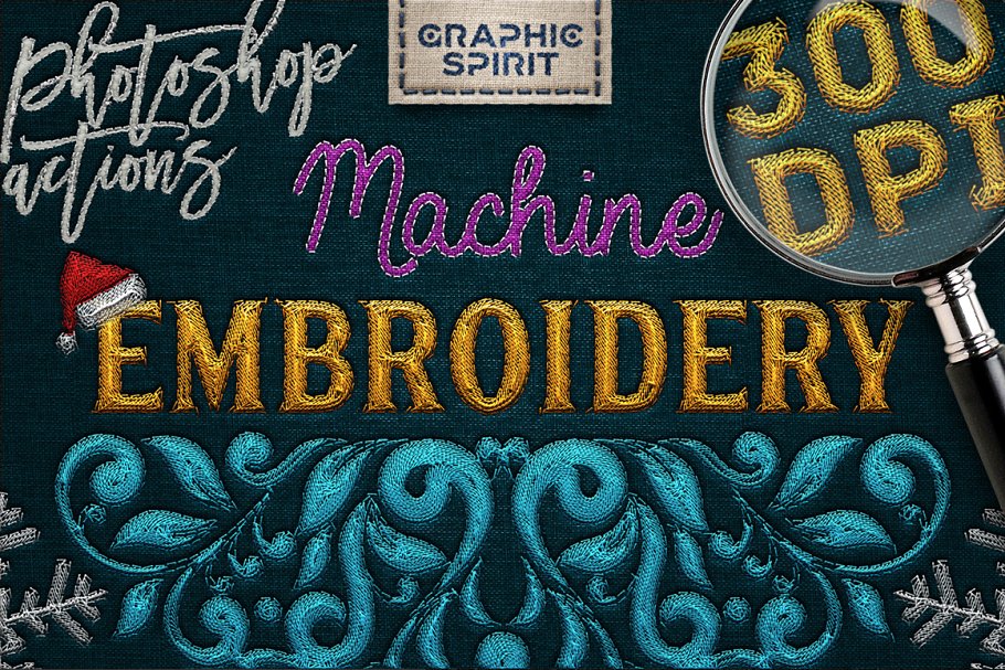 绣花纺织纹理图案设计PS动作 Embroidery Photoshop Actions Tooklit