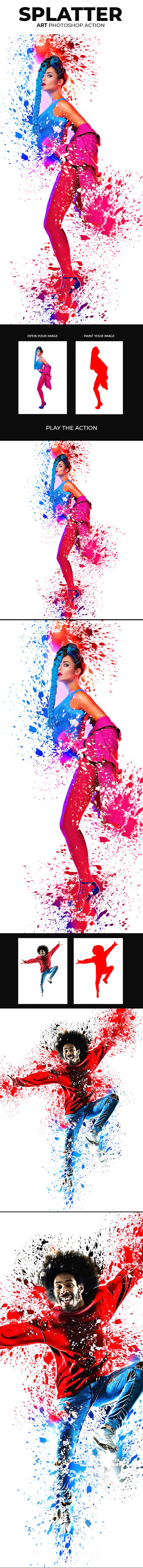 飞溅水彩艺术效果的PS动作下载 Splatter Art Photoshop Action [atn]