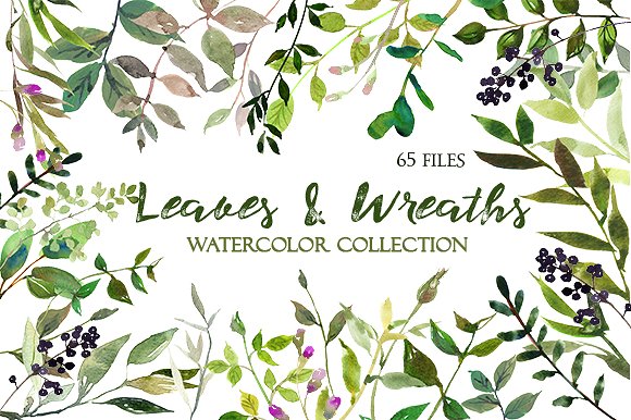 树叶花圈水彩套装 Leaves and Wreaths Watercolor Set