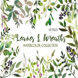树叶花圈水彩套装 Leaves and Wreaths Watercolor Set