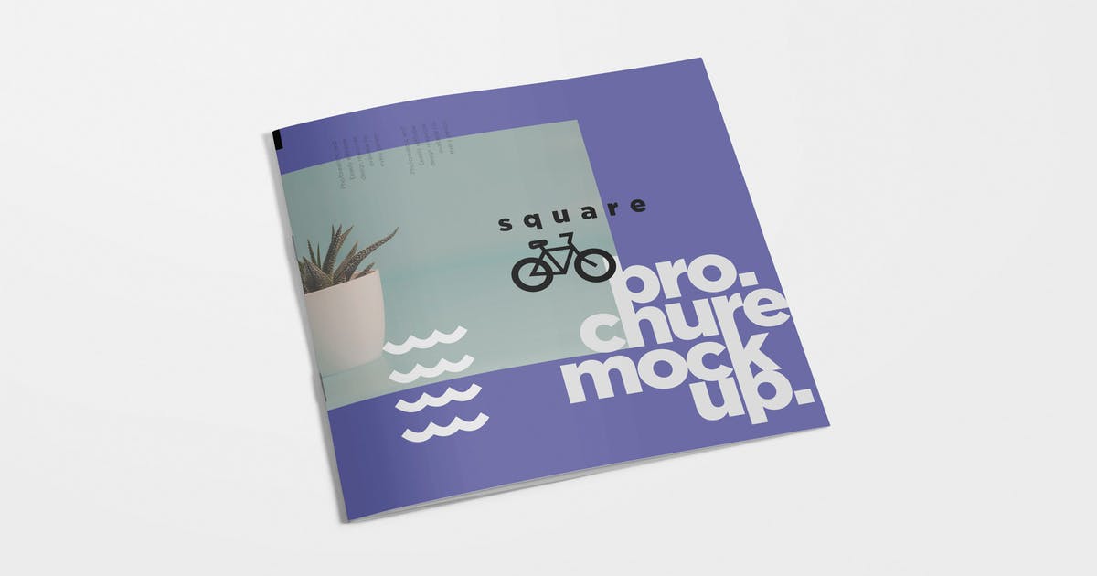 方形小册子宣传册封面&内页版式设计效果图样机 Square Brochure Mockups