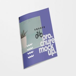 方形小册子宣传册封面&内页版式设计效果图样机 Square Brochure Mockups