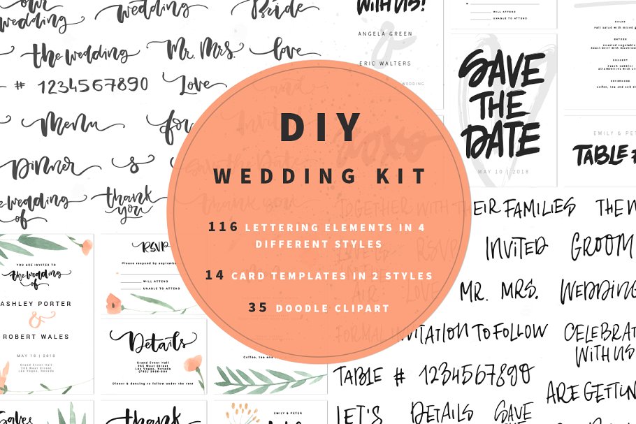 婚礼贺卡祝语DIY设计素材 DIY Wedding Kit