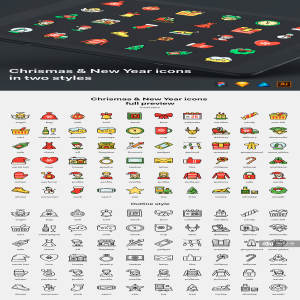 一流设计素材网下午茶：年度绘制最精细的创意圣诞图标下载[Ai,Sketch]
