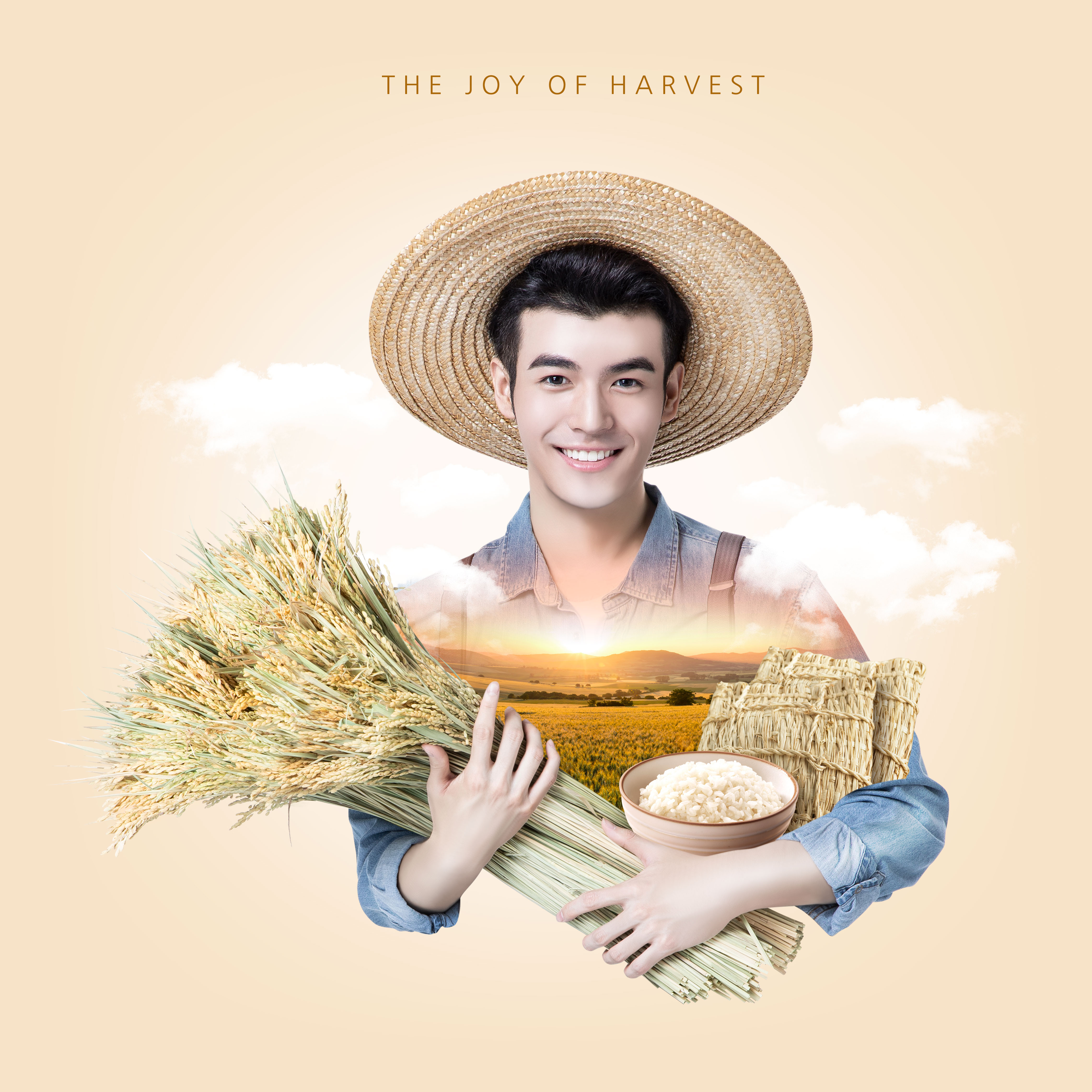 收获的喜悦农场生活主题方形海报psd模板