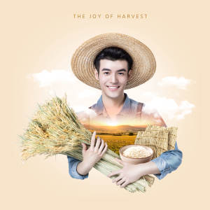 收获的喜悦农场生活主题方形海报psd模板