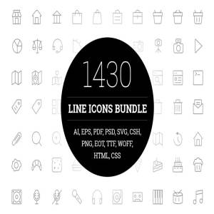 1430枚线条图标合集[全格式支持] 1430 Line Icons Bundle