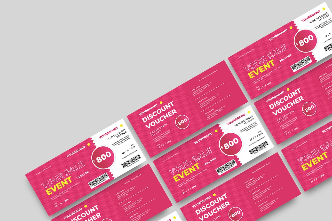 时尚高端简约多用途的新年圣诞节打折促销sale礼品券入场券门票设计矢量模板-8