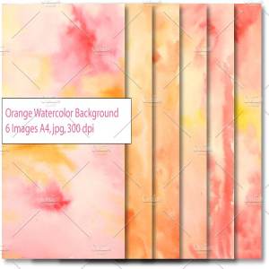 黄橙色水彩背景 Yellow Orange Watercolor Background