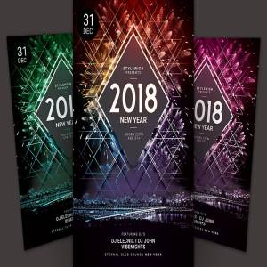 跨年倒计时烟花表演活动海报传单设计模板 New Year Flyer Template