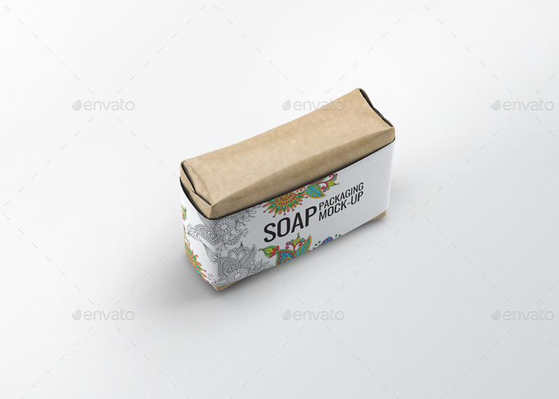 香皂肥皂包装贴纸展示样机 Soap Bar Paper Sleeve Mock-Up
