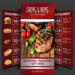 西式快餐食品菜单传单模板 Food Menu Flyer