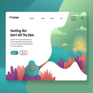 狩猎概念插画网站Banner&着陆页设计模板 Hunting – Banner & Landing Page