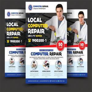 电脑手机维修宣传单设计素材 Computer & Mobile Repair Flyer