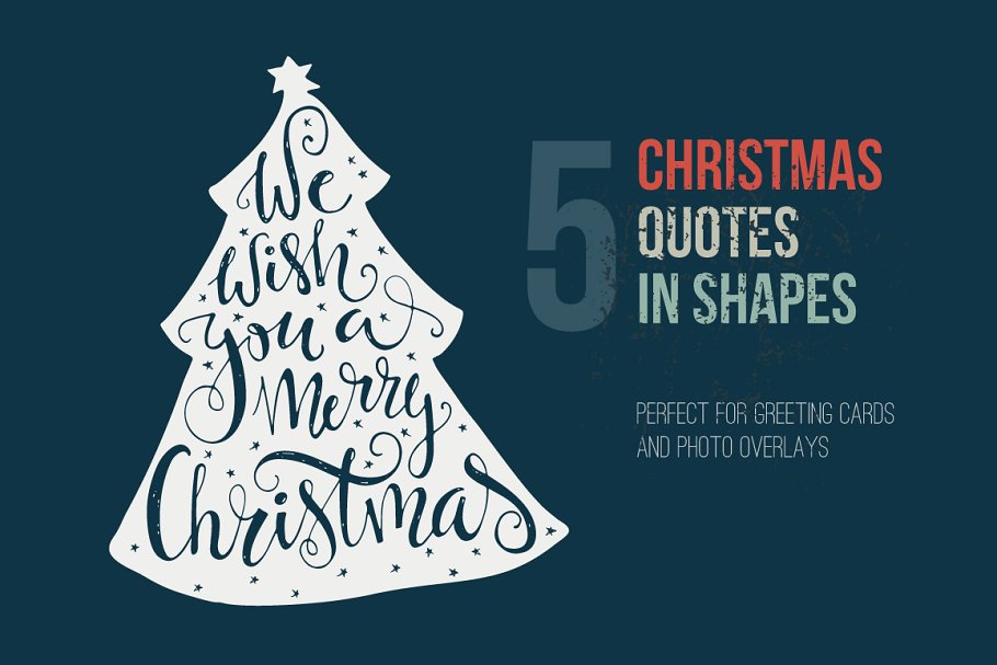手绘圣诞节祝福语图层 Handdrawn Christmas Quotes in Shapes