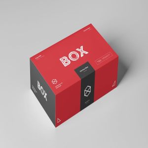 纸箱礼品包装箱样机模板 Carton Box Mock-up 23x14x8 & Wrapper
