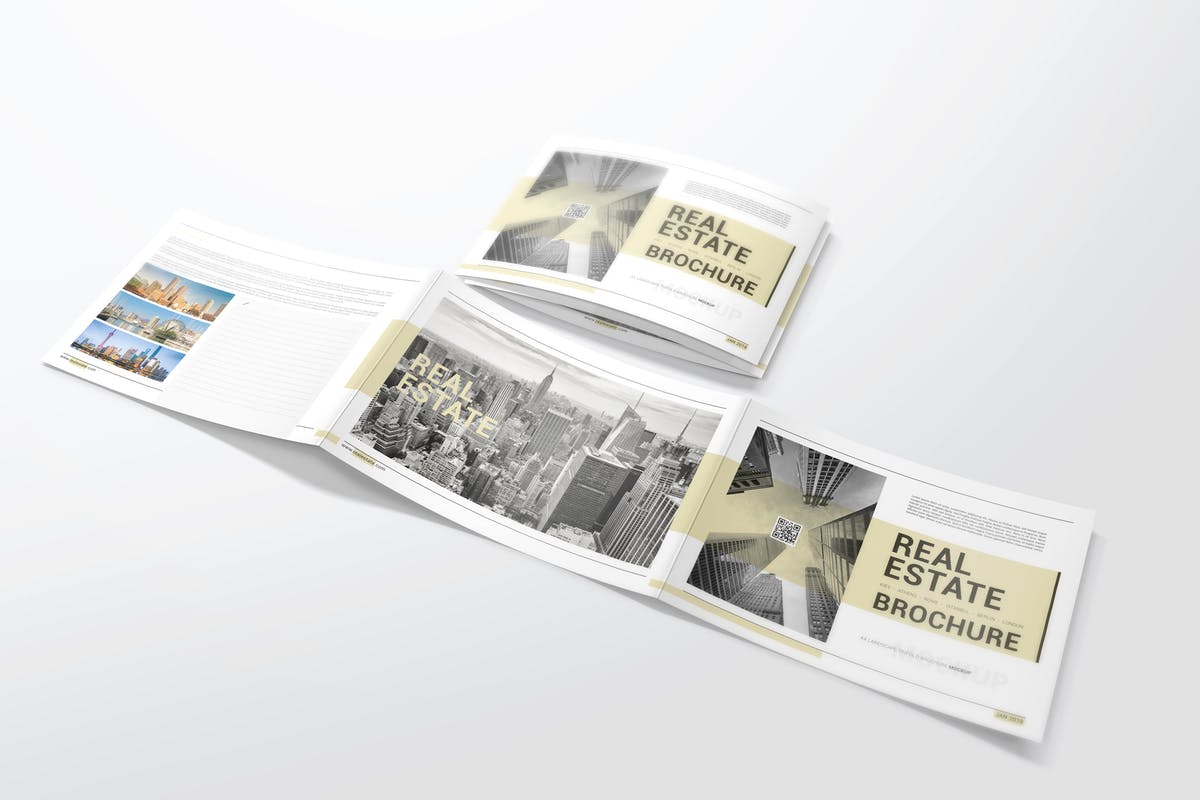 时尚简约A4三折宣传册样机 A4 Trifold Brochure Mockups