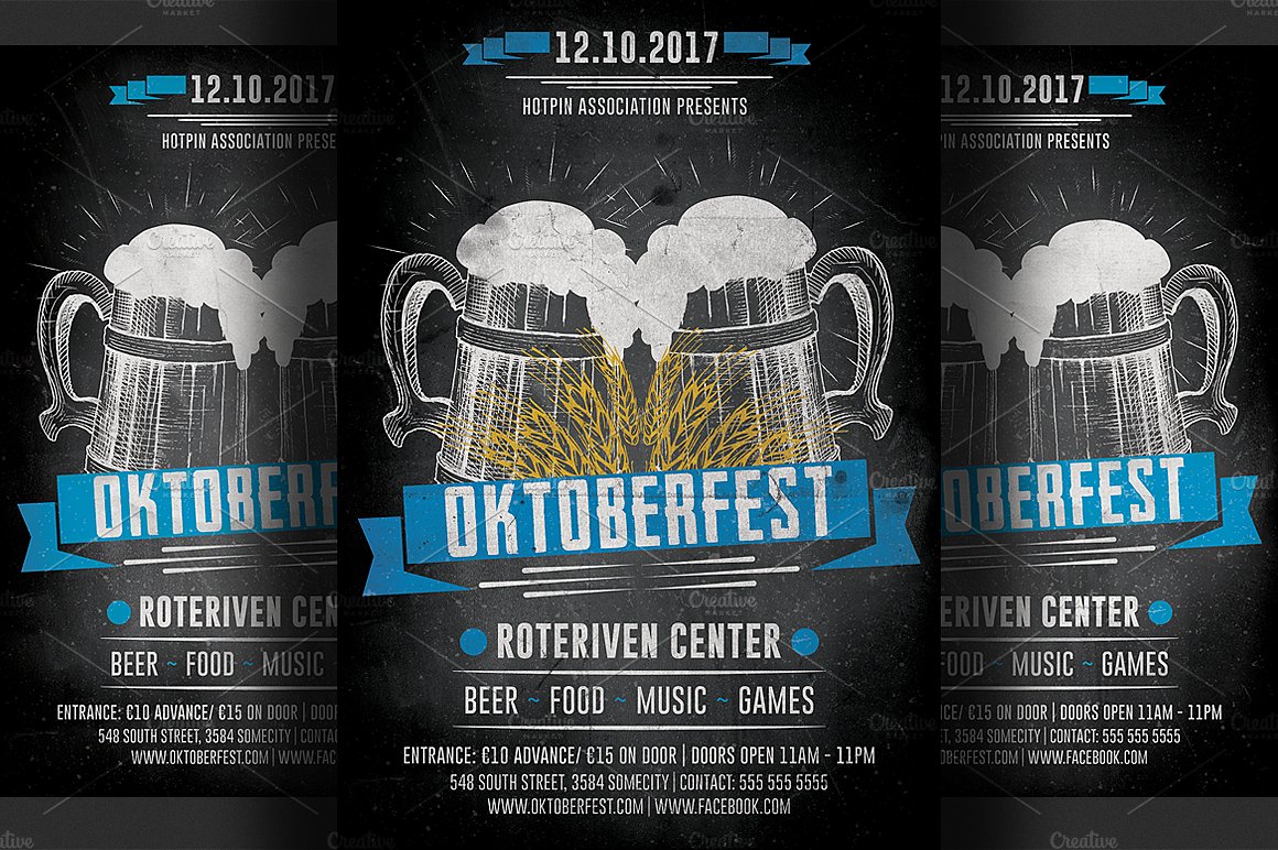 十月啤酒节宣传海报传单设计模板 Oktoberfest Flyer Template