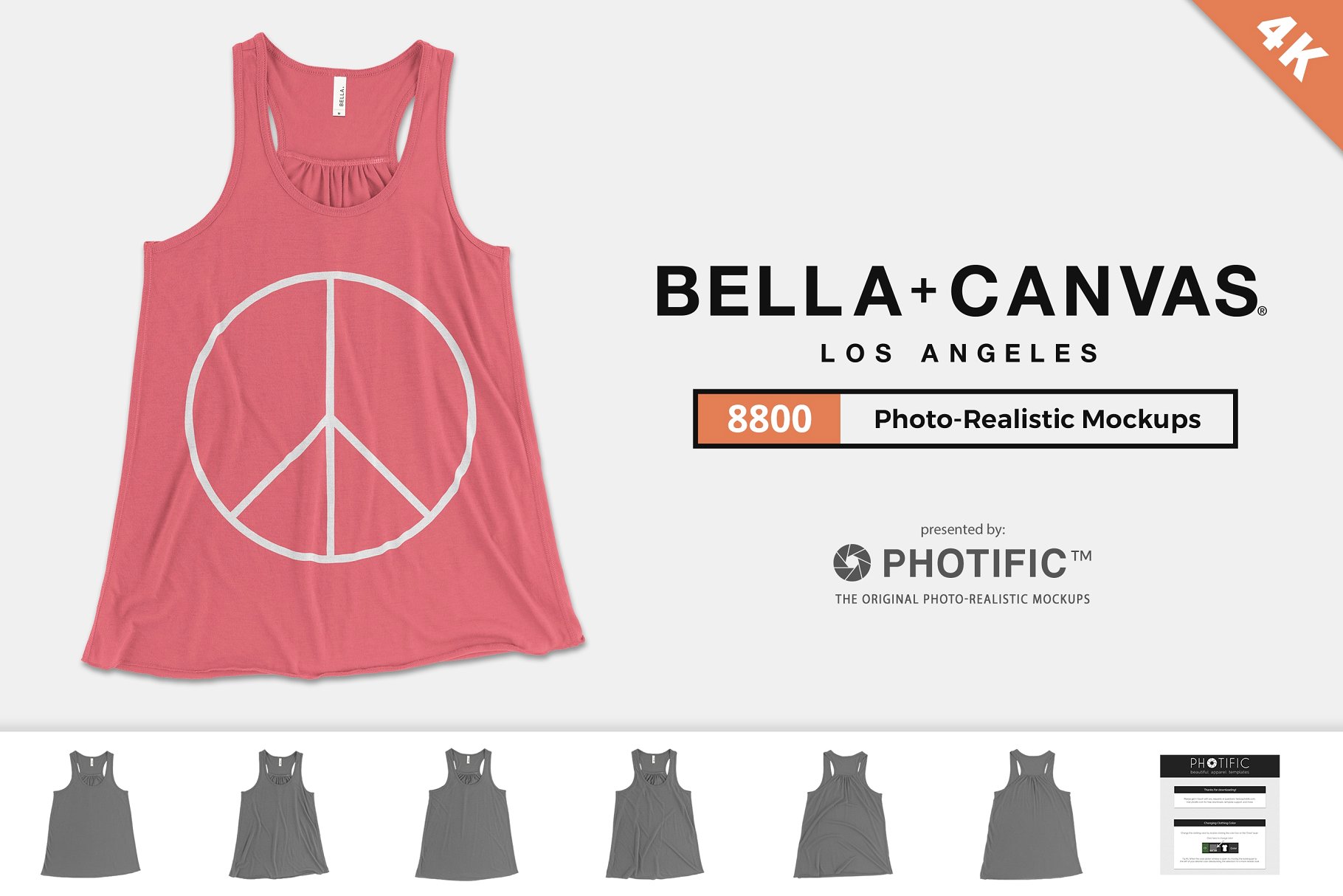 女童背心样机模板 Bella Canvas 8800 Tank Mockups
