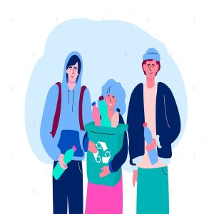 垃圾分类回收扁平设计风格矢量环保插画 Recycling – flat design style illustration