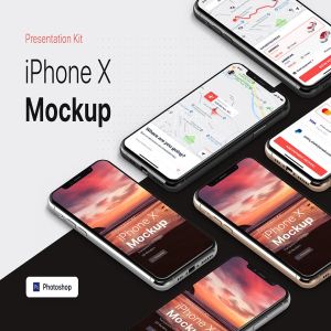 APP界面设计截图预览iPhone X手机样机模板v3 Presentation Kit – iPhone showcase Mockup插图6