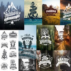 复古手绘设计风格Logo&标签设计模板 Hand Drawn Vintage Logos and Labels