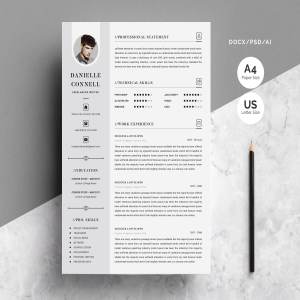 个人电子版求职简历模板 Creative Resume Template 4 Pages
