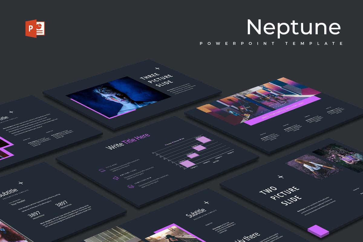 多配色方案企业业务宣传PPT模板素材 Neptune – Powerpoint Template