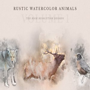 质朴的动物水彩手绘插图Vol.1 Rustic Watercolor Animals – Volume 1