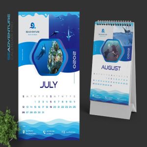 2020年潜水主题翻页台历设计模板 2020 Sea Activities Calendar Pro插图5