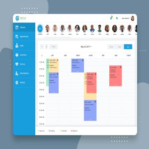 互联网+医院CRM系统后台日程管理界面UI设计PSD模板 Calendar – CRM booking Web-based UI design