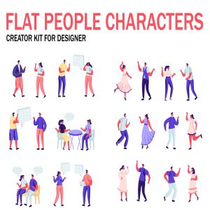 扁平化设计风格虚拟人物角色图形设计工具包v2 Flat People Character Creator Kit