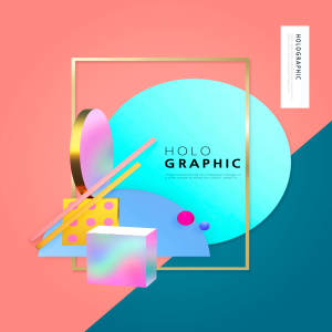 全息渐变配色积木多用途海报设计素材